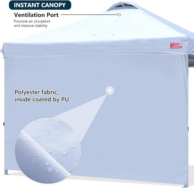 MASTERCANOPY Durable Pop-up Canopy Tent with 1 Sidewall (8'x8',White)