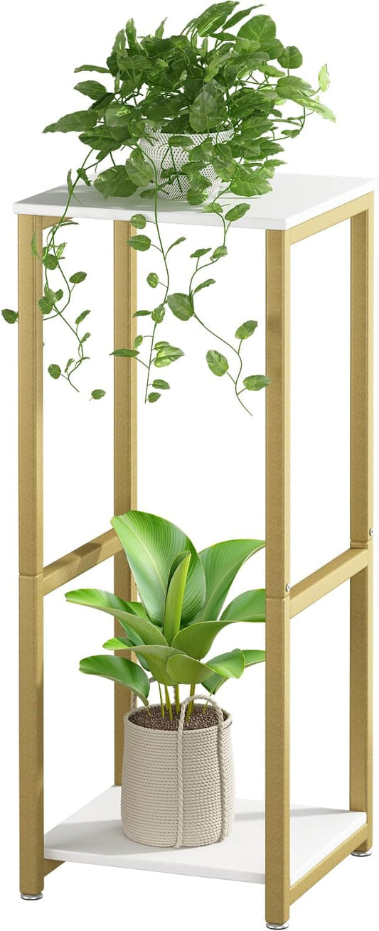 Plant Stand Indoor 2 Tier Tall Metal Corner Storage Tiered Plant Shelf Holder Multiple for Living Room Balcony Garden,Gold (2 Tier-Gold)