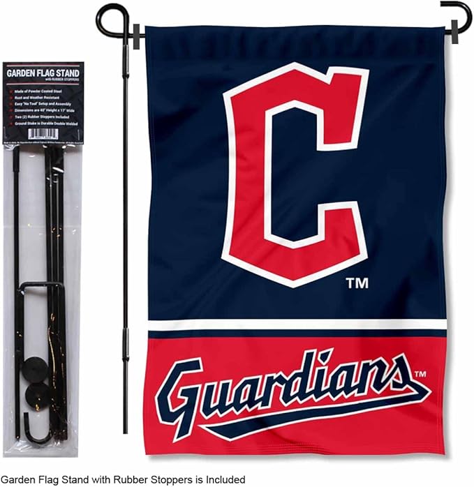 WinCraft Cleveland Baseball Diamond C Garden Flag and Pole Stand Mount