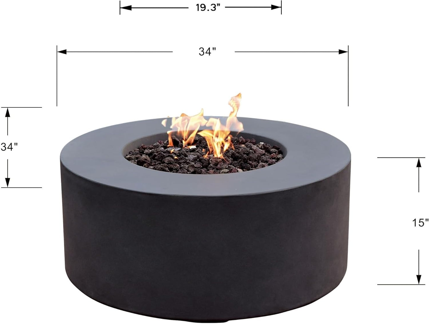 AMS Fireplace | Modeno Venice Package | Black Liquid Propane Gas Fire Pit Table for Outdoor Patio Bundle with Tank Cover, Wind Guard, and SS Burner Lid | Free Rubber Mat & Ice Bucket