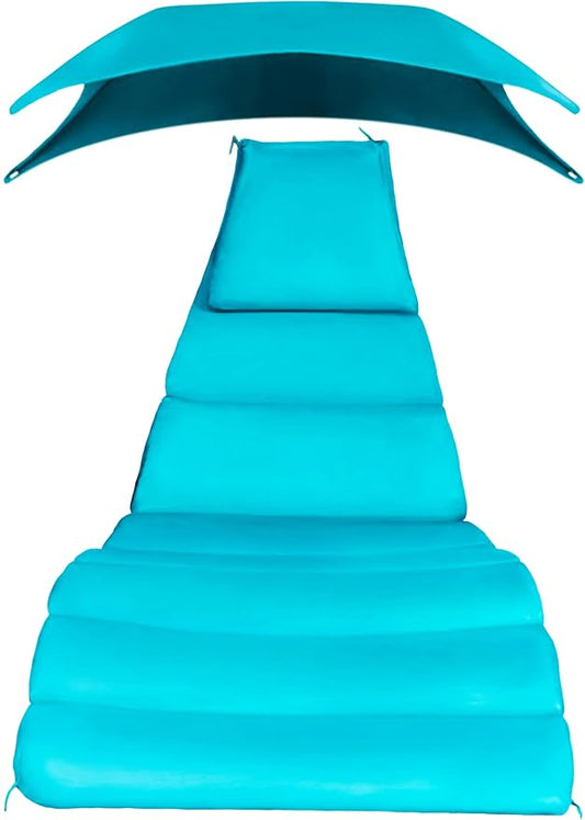 Weatherproof Replacement Cushion Pad and Umbrella for Hanging Lounge Chair Outdoor Chaise Hanging Hammock Chair - Long-Lasting, Fade-Resistant, Quick-Dry, Outdoor Lounge Replacement Set (Light Blue)