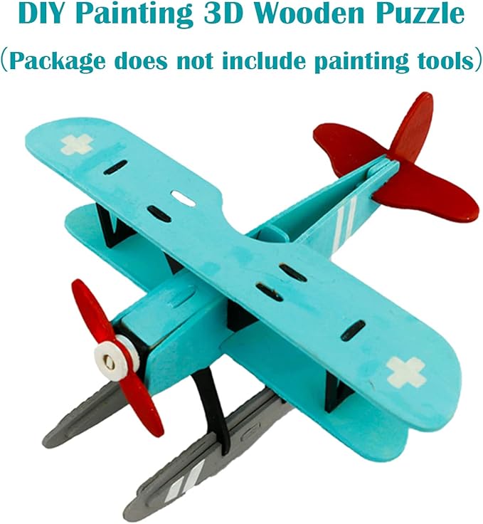 Georgie Porgy 3D Wooden Puzzles for Kids Toys Construction Woodcraft Kits DIY Model Puzzle Kits Birthday Gifts Pack of 3 (Seaplane Sports Cars London Bus)