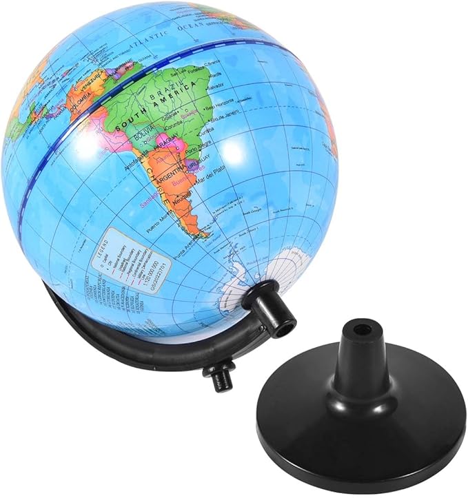 Rotating World Globe 4 Inch Spinning Earth Globe with Stand for Kids Learning Geography Classroom Education or Office Home Decorations