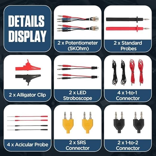 68 PCS Automotive Circuit Test Lead Kit,Multimeter Test Leads Set,Electrical Breakout Leads Automotive Kit with Terminals,Alligator Clip,Acicular Probe,Banana Plug Adapters,Volt Meter Lead