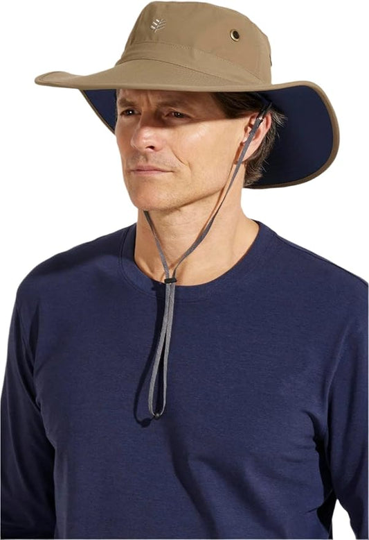Men's Shapeable Wide Brim Hat - UPF 50 Sun Protection - Maximum Coverage on Your Next Adventure - Sun Fearless Leo Hat