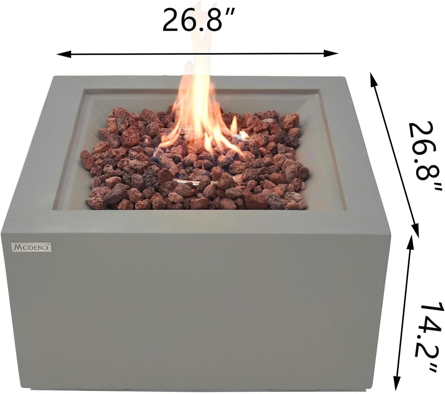 AMS Fireplace | Modeno | Ridgefield | Firepit Table | Cover and Lava Rocks Included | (Fuel; Natural Gas - Light Gray)