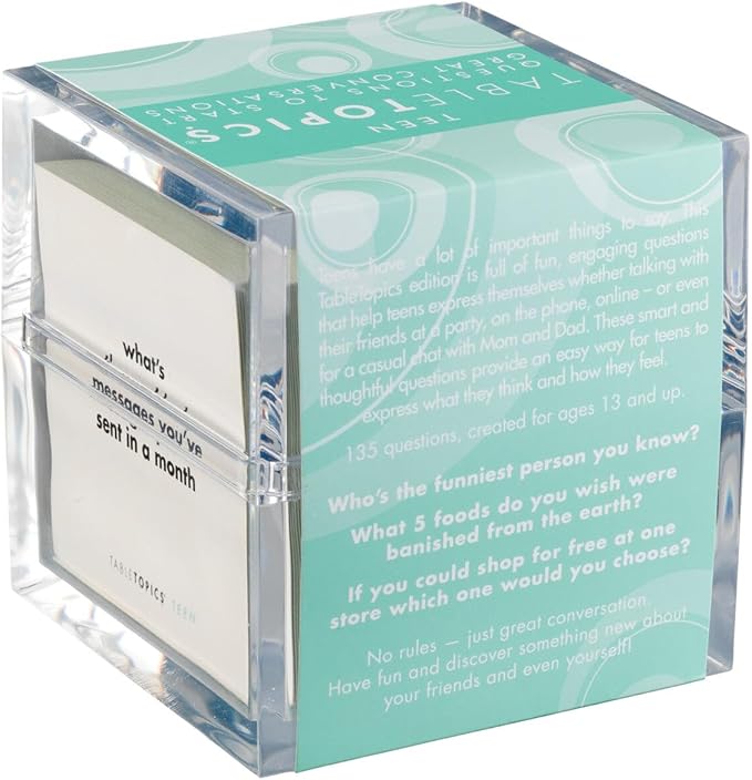 TableTopics Teen Conversation Cards for Teenagers with Their Family & Friends, 135 Fun Questions for Connection at Dinnertime, Hangouts, Game Night, & Classrooms