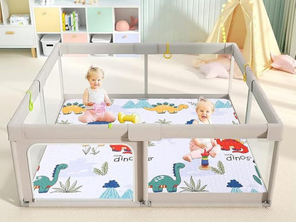 50 x 50 Play Mat for Baby Playpen Tummy Time, Non-Slip Washable Baby Playpen Mat, Baby Crawling Mats for Floor, Portable Travel Large Play Mats for Toddlers and Infants