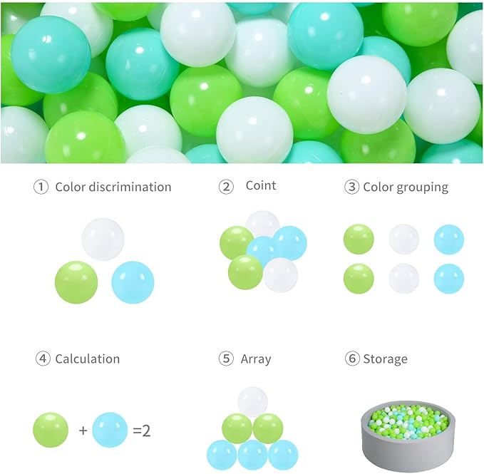 GOGOSO Ball Pit Balls for Toddlers, Green Balls for Ball Pool Birhtday Party Girls Kids with Storage Bag, 2.17inches 100pcs