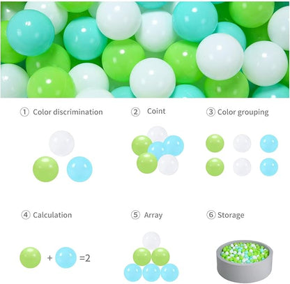 GOGOSO Ball Pit Balls for Toddlers, Green Balls for Ball Pool Birhtday Party Girls Kids with Storage Bag, 2.17inches 100pcs