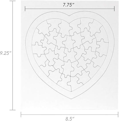 Hygloss 12 Blank Heart Puzzles – 8.5 x 9.5 Inches with Surrounding Frame – Ideal for Valentine’s Day Crafts – Write, Draw, and Decorate – 34 Pieces Each