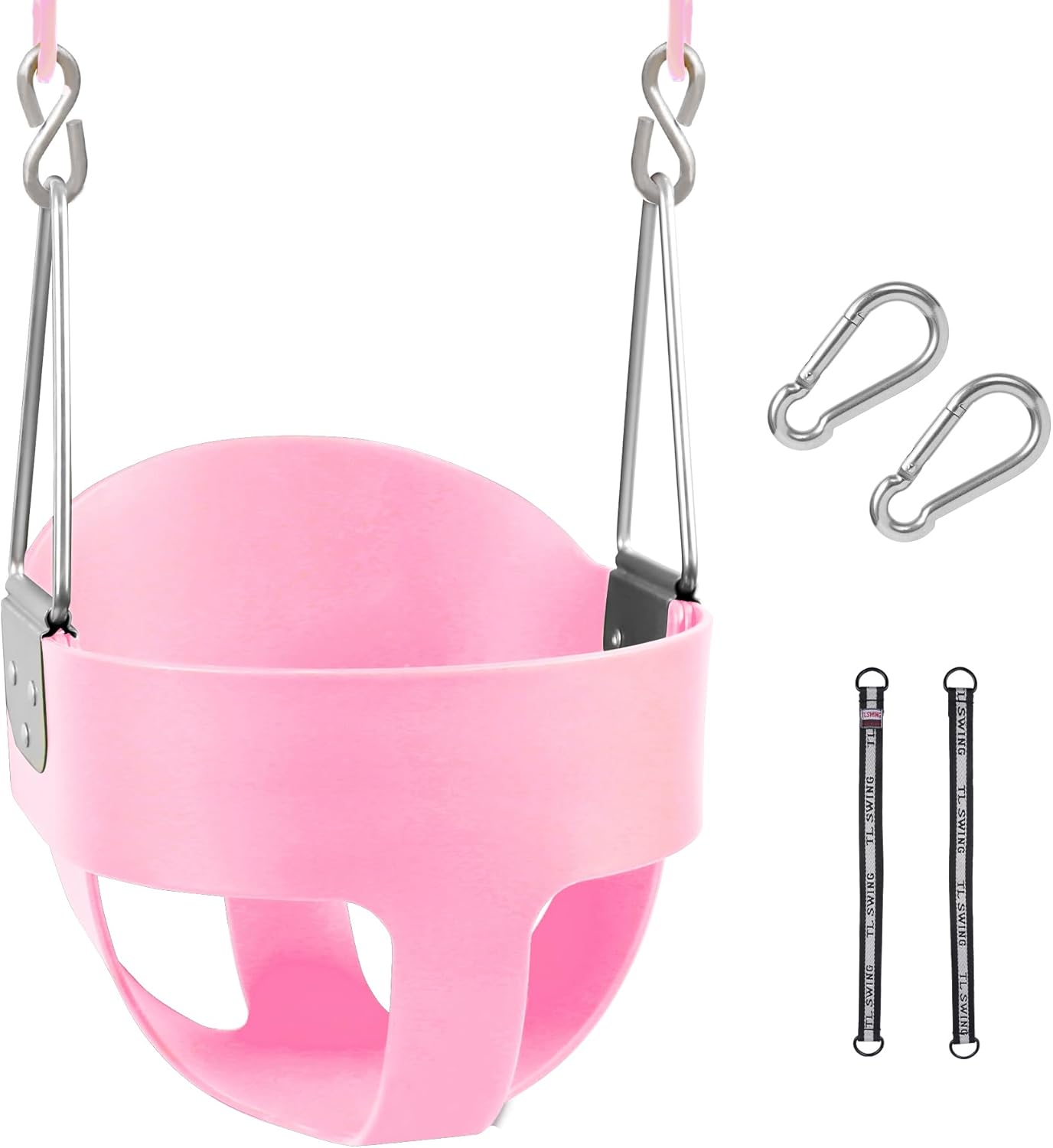 RedSwing High Back Toddler Bucket Swing Seat with Coated Chains, Heavy Duty Kids Swing Set Accessory Tree Straps Included for Outside, Playground, Backyard, Pink