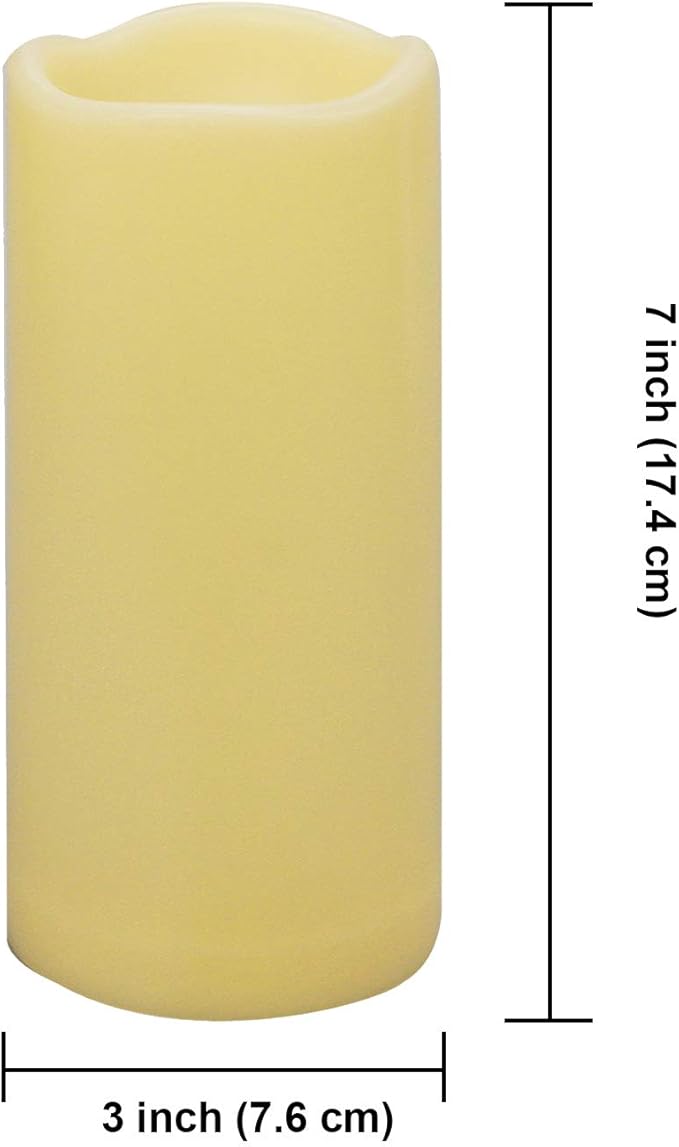 iZAN 2 PCS Outdoor Flameless LED Pillar Candle with Remote & Timer - Long Lasting Waterproof Flickering Battery Operated Electric Candle for Christmas Lantern Party Wedding Decoration 3"x7"