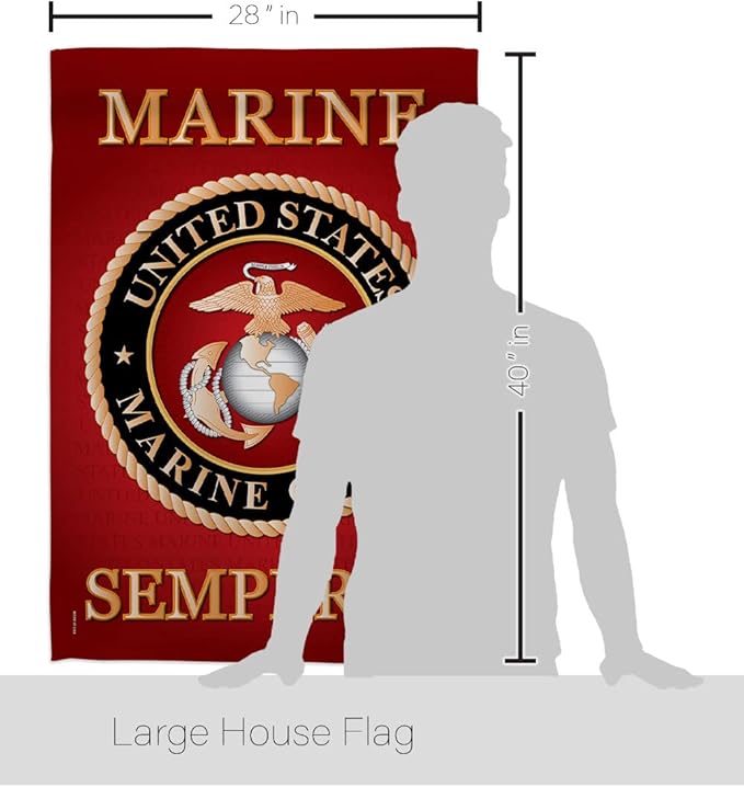 Breeze Decor Marine Corps House Flag - Pack Armed Forces USMC Semper Fi United State American Military Veteran Retire Official Support Our Troops - Banner Small Garden Yard Gift Double-Sided 28 X 40