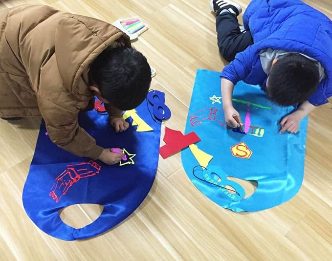 ADJOY Kids Superhero Capes and Masks for Birthday Party - Child Party Capes Bulk Pack of 28 Pcs (14 Sets)