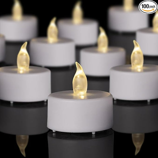 LED Tea Lights Candles- 100Pack Flameless Candles Realistic and Bright Flickering Long Lasting 200Hours for Holiday Celebration,Party, Home Decoration WarmWhite,Battery Operated