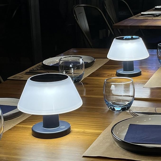 Solar Table Lamp Rechargeable Cordless - 4 Modes USB/Solar Charging Indoor Outdoor, IP54 Waterproof, 4000K Neutral White Light for Living Room/Garden/Study/Patio