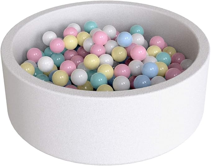 Wonder Space Deluxe Kids Round Ball Pit, Premium Handmade Kiddie Balls Pool, Soft Indoor Outdoor Nursery Baby Playpen, Ideal Gift Play Toy for Children Toddler Infant Boys and Girls (Off-White)
