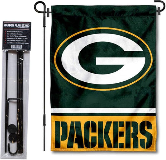 WinCraft Green Bay Packers Garden Flag with Stand Holder