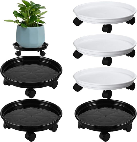 6 Packs Plant Caddy with Wheels 12" Plastic Rolling Plant Stands Heavy-duty Plant Dolly with Casters Indoor and Outdoor Plant Roller Base Large Heavy Plant Pot Saucers with Wheels Plant Movers
