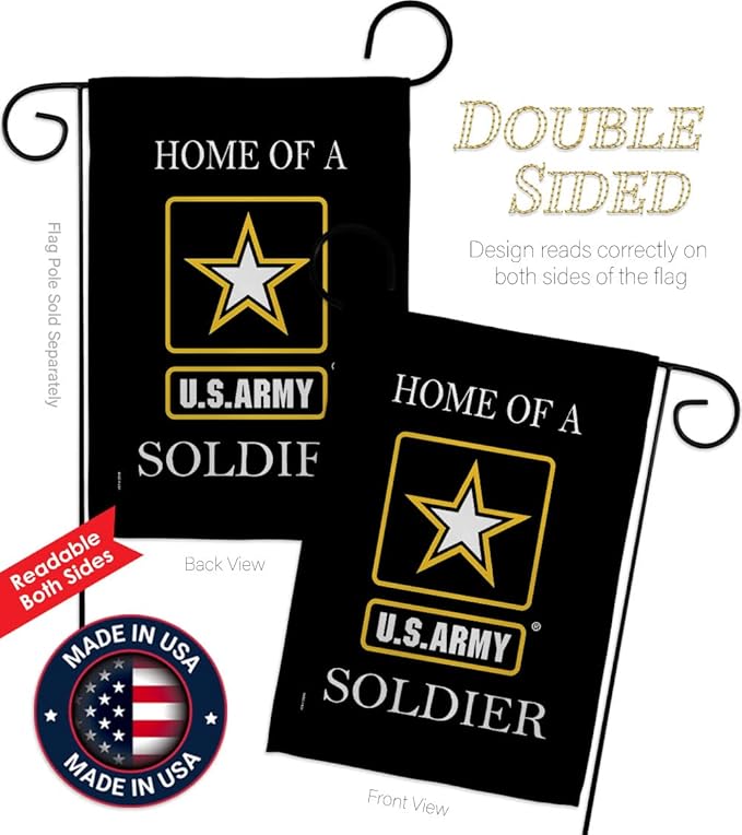 US Army Army Soldier Garden Flag Set Wall Holder Armed Forces Rangers United State American Military Veteran Retire Official House Decoration Banner Small Yard Lawn Proch, 13 x 18.5 inch, Made In USA
