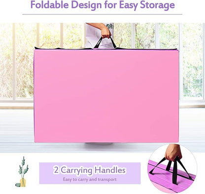 Giantex 4'x10'x 2" Gymnastics Mat, 4-Panel Folding Aerobics Exercise Mat w/Hook & Loop Fastener, Carrying Handle, Portable Tumbling Mat for Stretching Yoga Cheerleading Martial Arts