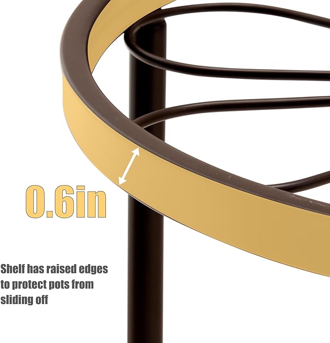 Plant Stand,5 Pack Heavy Duty Flower Pot Stands,Metal Decoration Racks,Round Plant Shelf for Planter Outdoor and indoor (Brown)