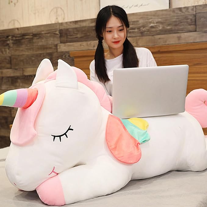 Giant Unicorn Stuffed Animal, Big Unicorn Plush Pillow Toy Gifts for Kids, Valentine, Christmas (White, 51.1 in)