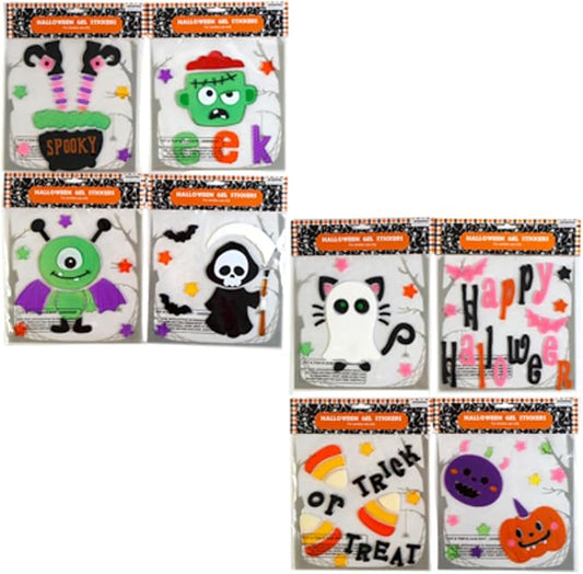 Fall Halloween Gel Sticker Window Clings Decoration Bundle with Ghost Bat Black Cat