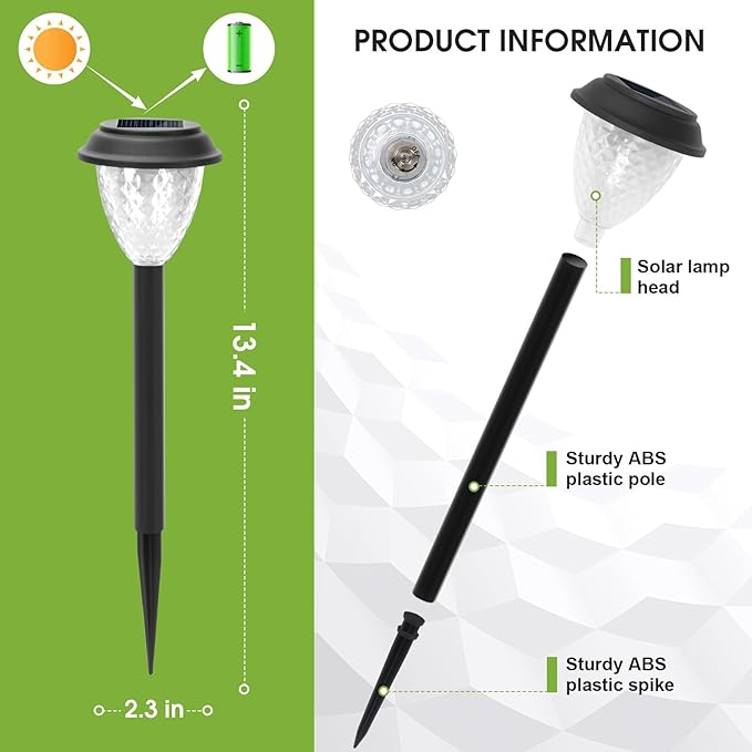 GOODFOEVER Solar Pathway Lights Outdoor, 10 Pack Solar Lights Outdoor Waterproof for Outside, Garden Decor for Yard, Patio, Landscape, Planter, Walkway, Driveway