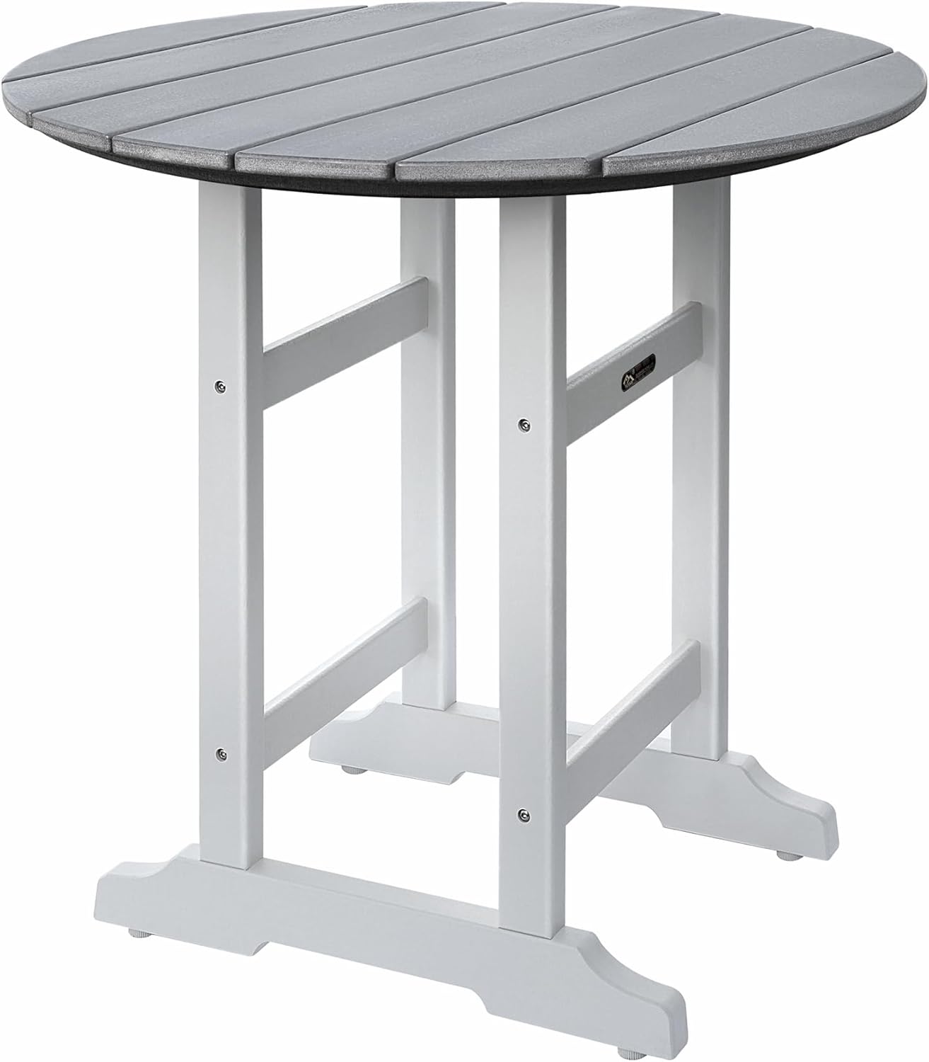 Patio Bar Tables, Weather Resistant 35" Round Outdoor Bar HDPE High Adirondack Side Table Plastic Height Table Pub for Balcony, Garden, Pool, Backyard, Fire Pit, Lawn, Apartment (Grey)