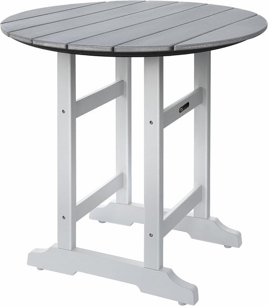 Patio Bar Tables, Weather Resistant 35" Round Outdoor Bar HDPE High Adirondack Side Table Plastic Height Table Pub for Balcony, Garden, Pool, Backyard, Fire Pit, Lawn, Apartment (Grey)