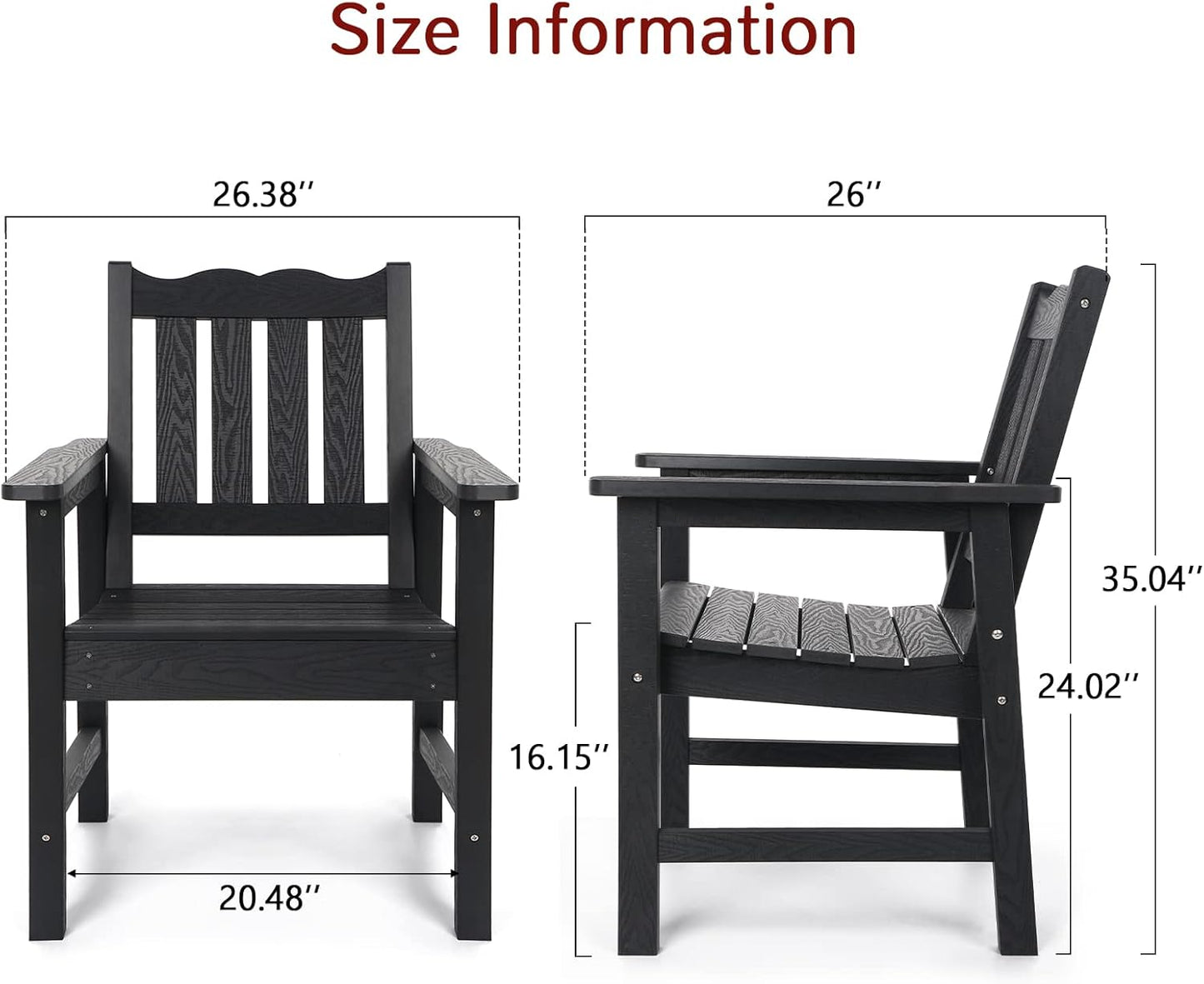 Stoog 3 Piece Patio Bistro Set, All-Weather Garden Chairs Set of 2 with Table, 400 lbs Support Garden Chair, Black