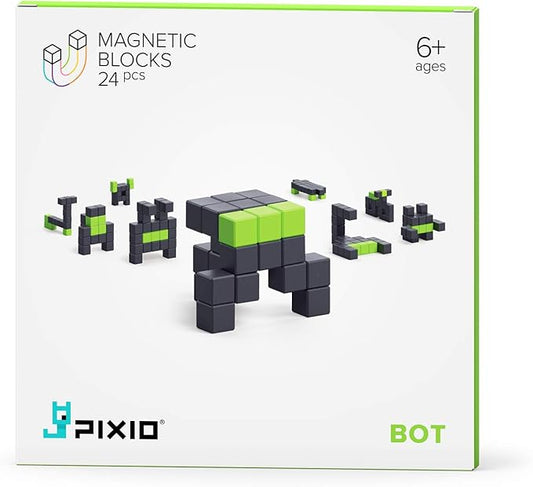 PIXIO Bot Story Series 24 Magnetic Blocks Stress Relief Construction Toy, Building Blocks in 8-bit Pixel Art, Creativity for Kids, Fidget Toy