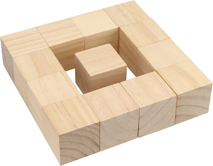 60 PCS 2 x 2 x 2 Inch Unfinished Wood Blocks, Natural Solid Square Wood Blocks Wooden Cubes for Craft Carving Painting Decoration