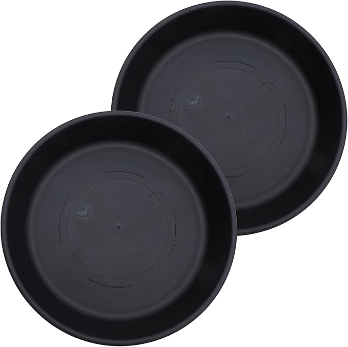 The HC Companies Flower Pot Saucers - Plastic Plant Saucer for Outdoors & Indoors - Traditional Design Plant Pot Trays for Water Drainage - Durable & Stylish Round Plant Tray (16-inch Black)