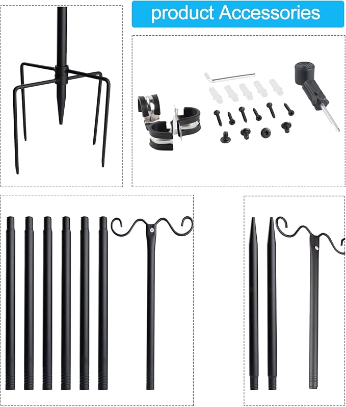 Lightdot Outdoor String Light Poles, 9FT Metal Patio Light Poles Post for Outside with Fork for Outside Hanging Backyard Garden, Deck Lighting Stand for Parties, Wedding, Halloween Decor -3Pack