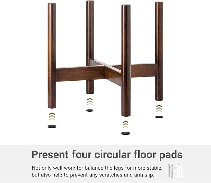 Mkono Plant Stand Mid Century Wood Flower Pot Holder (Plant Pot NOT Included) Modern Potted Stand Indoor Display Rack Rustic Decor, Up to 12 Inch Planter, Dark Brown