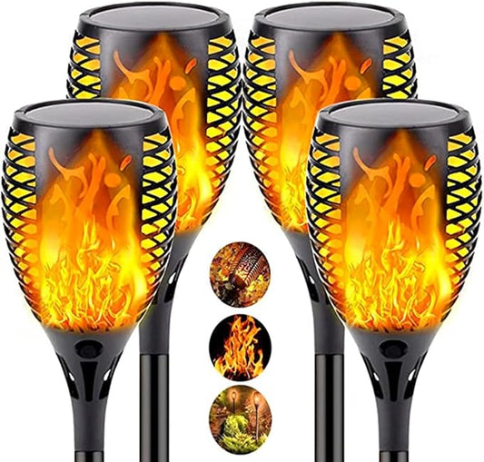 Solar Lights Outdoor, 4 Pack Flickering Flame Solar Torch Lights outside with Super Larger Size for Garden Decor, Waterproof Solar Garden Lights, Solar Powered Outdoor Lights for Patio Yard Pathway