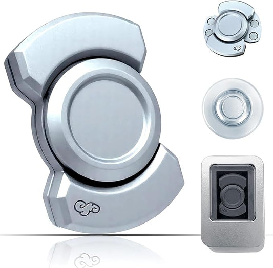 3-in-1 Alloy Fidget Toys Adults - Fidget Spinner,Clicker,Slider Modes,Ultra-Silent,High-Speed Rotation,3-Minute Spin Time,Compact Stress Relief Toy for Adult(Silver)