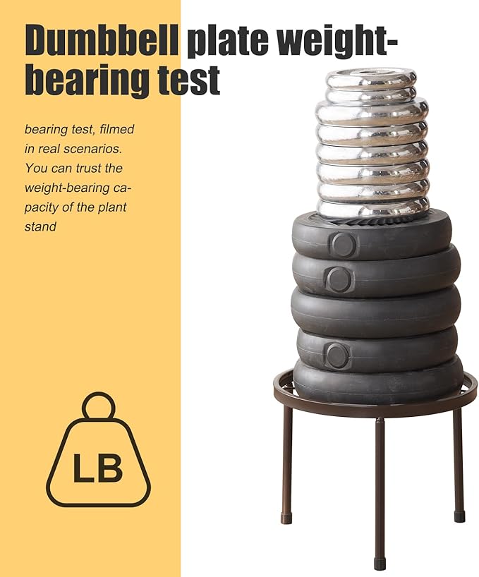 Plant Stand,5 Pack Heavy Duty Flower Pot Stands,Metal Decoration Racks,Round Plant Shelf for Planter Outdoor and indoor (Brown)