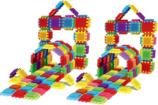 Dimple 2 Sets of 60 Blocks Total 720-Piece Set Large Stacking Blocks and Interconnecting Building Set for Boys & Girls, Great Toy for Child Development for Kids and Toddlers
