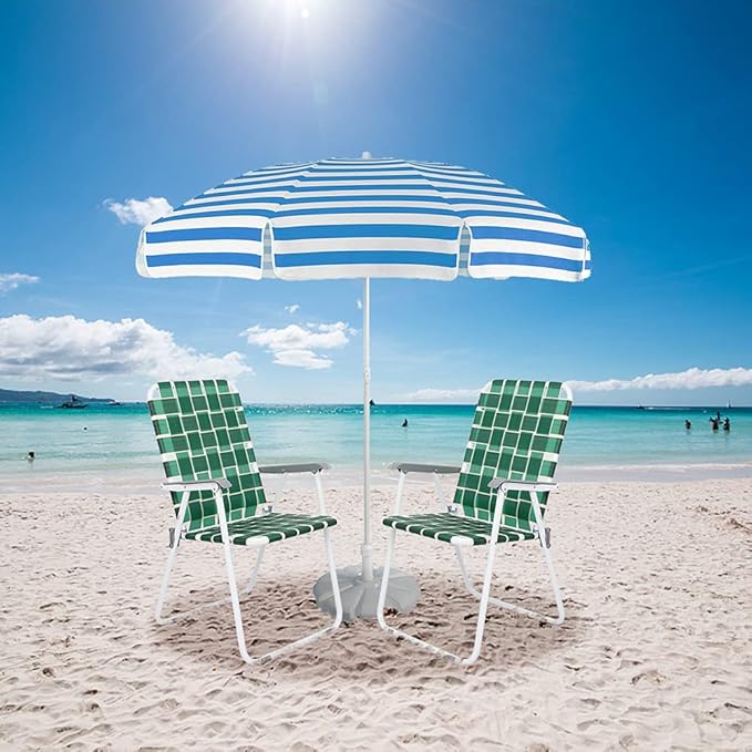 VINGLI Patio Lawn Webbed Folding Chairs Set of 4, Outdoor Beach Chair Portable Dining Chair for Outdoor Yard, Garden (Dark Green, Classic)