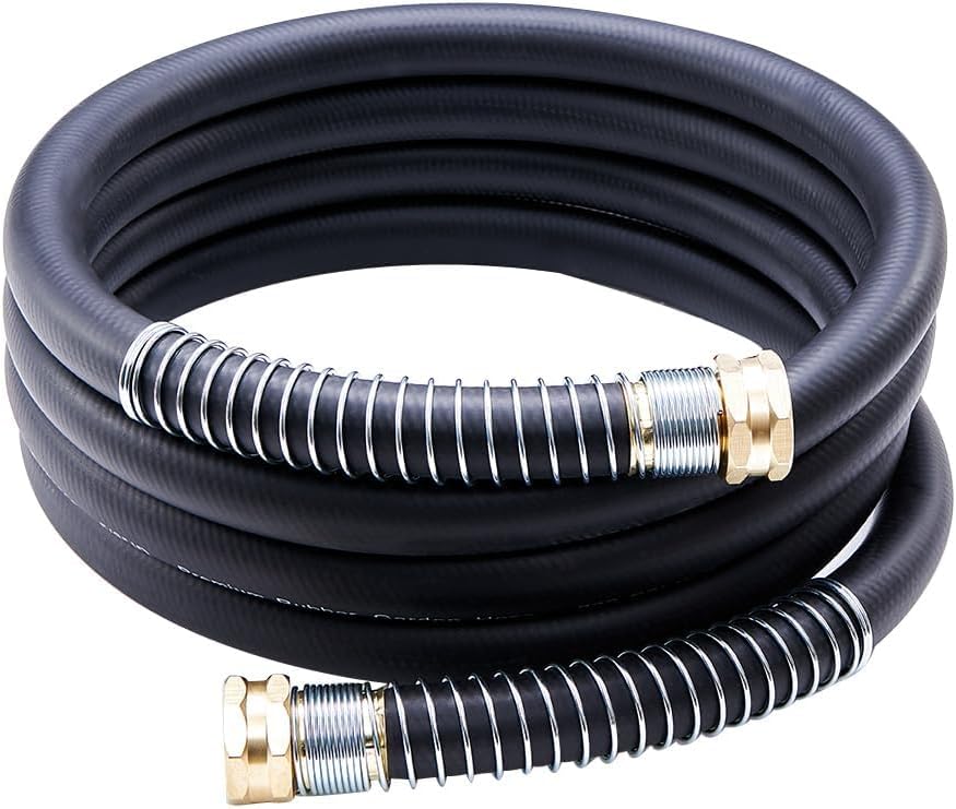 Leader Garden Hose 10ft x 3/4", Heavy Duty Short Water Hose, Female to Female Fittings, Five Layered Braiding for Durability, 1000PSI Burst, 300PSI Working (Black)