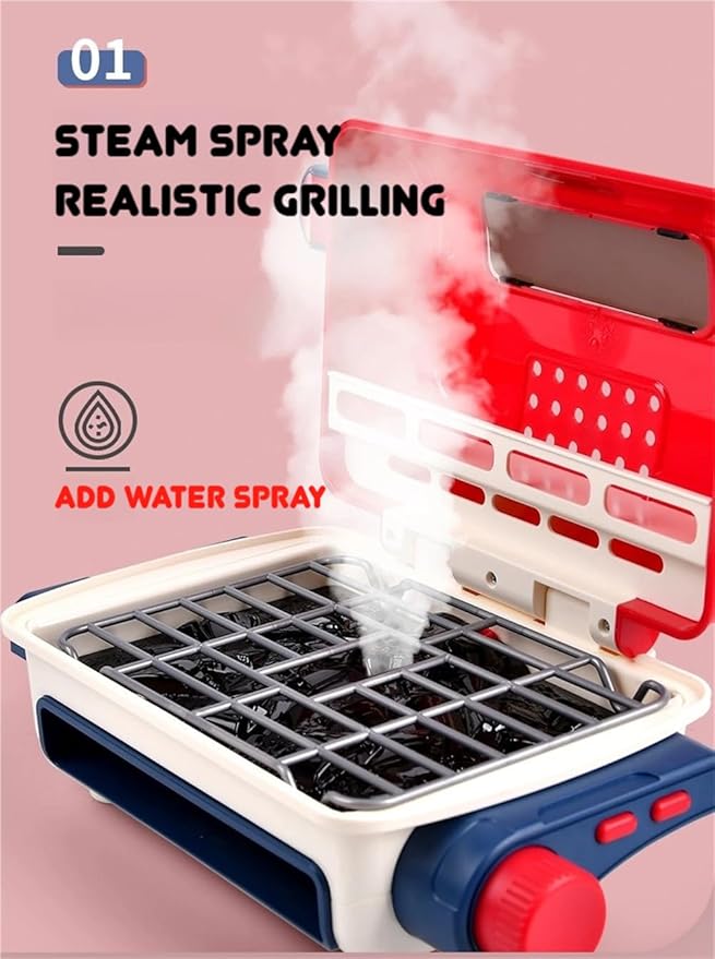 Magic Meals Sensory Kitchen, Kitchen Playset, Food Play Cooking Set, with Smoke, Sound Light, Indoor/Outdoor Cooking Role Plays Grills (Blue)