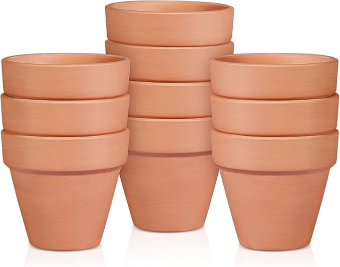 OLEEP Clay Pot - 10 Pack Large Terra Cotta Plant Pot with Drainage Hole, Clay Planters Pot, Terracotta Pot for Indoor Outdoor Plant (5.5 inch)