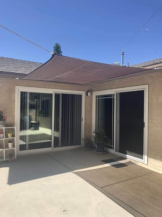 Eden's Decor Straight Flat-Edged Sun Shade Sail Rectangular 7' x 18' Brown UV-Blocking Outdoor Canopy Fabric Cloth Awning for Pergola Patio Garden Backyard Custom Size