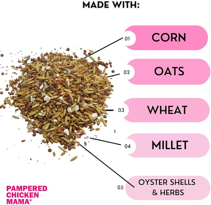 Pampered Chicken Mama Chick Feed - Premium Chicken Scratch Treat - High Protein & Calcium Grower Feed for Laying Hens (10 lbs)