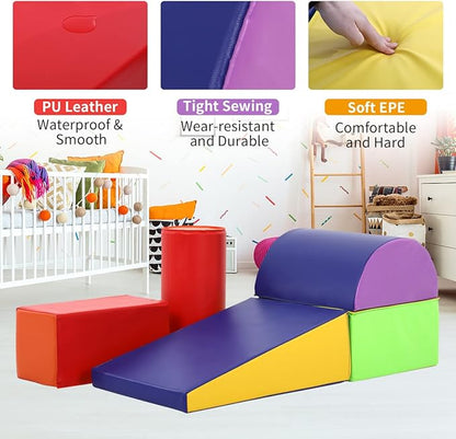Kids Climb & Crawl Toys for Toddlers 1-3 Baby Playing Blocks 5pcs Kids Climbing Toys Indoor Crawling Gym Equipment for Toddler Fun Foam Climbing Blocks for Kid Development Hands-On Skills