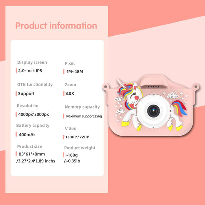 Kids Camera Toys,48MP Dual Lens with 64G SD Card and Cartoon Soft Cover for 3-8 Year Old Girls Boys (PinkDJS)